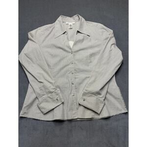 NineWest Button Down Rhinestone Cuffed Long Sleeve Purple Check Print WM Size 16